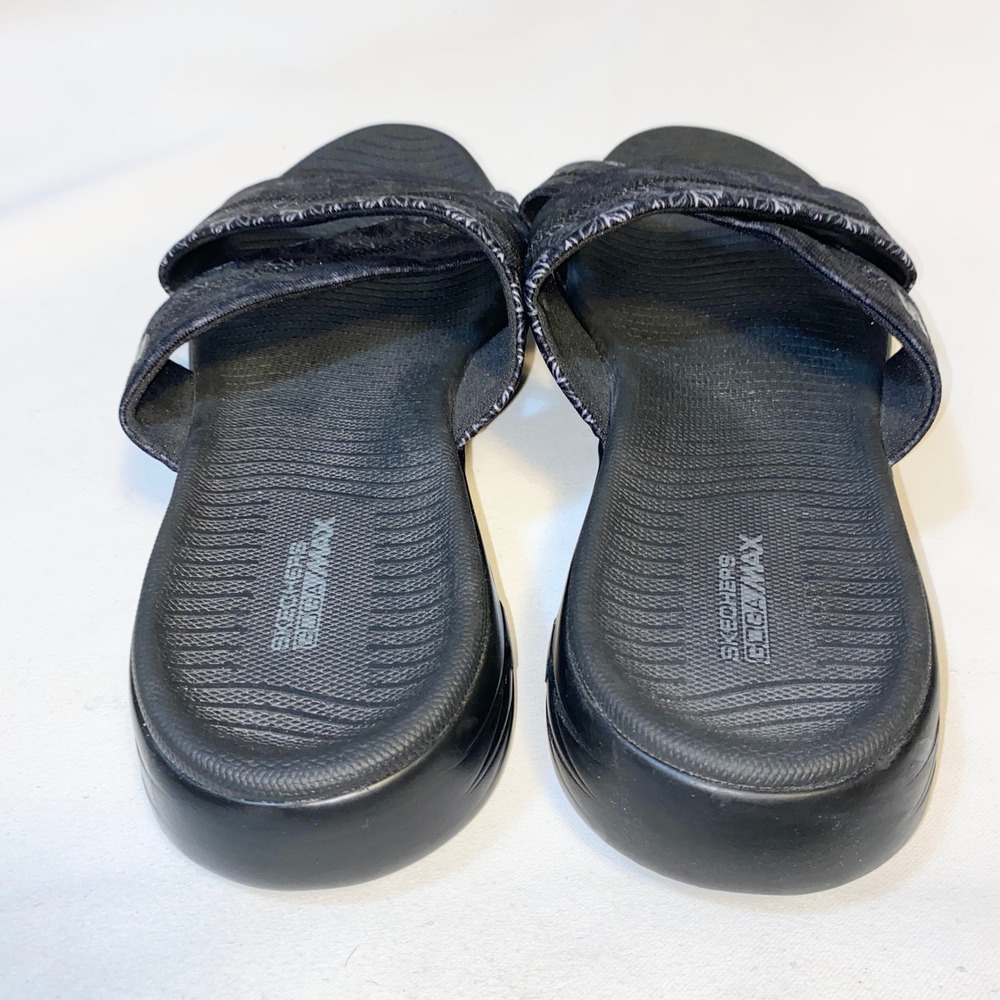Skechers On-the-GO 600 Goga Max Slides Black Grey Floral Sandals 15306 Womens 11 - Picture 11 of 12